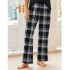 Ekouaer Pajama Sets for Women Short Sleeve Pj Set V Neck Sleepwear Chest Pocket with Long Pants Casual Loose Loungewear(Black Plaid)