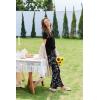Ekouaer Pajama Sets for Women Short Sleeve Pj Set V Neck Sleepwear Chest Pocket with Long Pants Casual Loose Loungewear(Black White Floral)