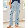 Ekouaer Pajama Sets for Women Short Sleeve Pj Set V Neck Sleepwear Chest Pocket with Long Pants Casual Loose Loungewear(Blue-navy Star)
