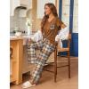 Ekouaer Pajama Sets for Women Short Sleeve Pj Set V Neck Sleepwear Chest Pocket with Long Pants Casual Loose Loungewear(Brown Bear)
