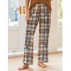 Ekouaer Pajama Sets for Women Short Sleeve Pj Set V Neck Sleepwear Chest Pocket with Long Pants Casual Loose Loungewear(Brown Bear)