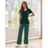 Ekouaer Pajama Sets for Women Short Sleeve Pj Set V Neck Sleepwear Chest Pocket with Long Pants Casual Loose Loungewear(Green Plaid)