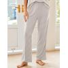 Ekouaer Pajama Sets for Women Short Sleeve Pj Set V Neck Sleepwear Chest Pocket with Long Pants Casual Loose Loungewear(Grey Striped)