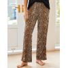 Ekouaer Pajama Sets for Women Short Sleeve Pj Set V Neck Sleepwear Chest Pocket with Long Pants Casual Loose Loungewear(Leopard Brown)