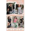 Ekouaer Pajama Sets for Women Short Sleeve Pj Set V Neck Sleepwear Chest Pocket with Long Pants Casual Loose Loungewear(Mauve Floral)