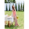 Ekouaer Pajama Sets for Women Short Sleeve Pj Set V Neck Sleepwear Chest Pocket with Long Pants Casual Loose Loungewear(Orange Pink Floral)