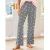 Ekouaer Pajama Sets for Women Short Sleeve Pj Set V Neck Sleepwear Chest Pocket with Long Pants Casual Loose Loungewear(Pink-grey Star)
