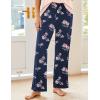 Ekouaer Pajama Sets for Women Short Sleeve Pj Set V Neck Sleepwear Chest Pocket with Long Pants Casual Loose Loungewear(Pink-navy Flower)