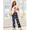 Ekouaer Pajama Sets for Women Short Sleeve Pj Set V Neck Sleepwear Chest Pocket with Long Pants Casual Loose Loungewear(Pink-navy Flower)