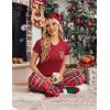Ekouaer Pajama Sets for Women Short Sleeve Pj Set V Neck Sleepwear Chest Pocket with Long Pants Casual Loose Loungewear(Red-green Plaid)