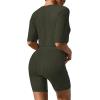 Ekouaer Pajamas 2 Piece Lounge Sets Ribbed Knit Matching Outfits T-shirt Biker Shorts Sleepwear Loungewear Sweatsuits(Army Green)
