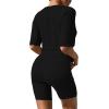 Ekouaer Pajamas 2 Piece Lounge Sets Ribbed Knit Matching Outfits T-shirt Biker Shorts Sleepwear Loungewear Sweatsuits(Black)