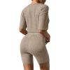 Ekouaer Pajamas 2 Piece Lounge Sets Ribbed Knit Matching Outfits T-shirt Biker Shorts Sleepwear Loungewear Sweatsuits(Camel)