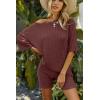 Ekouaer Pajamas 2 Piece Lounge Sets Ribbed Knit Matching Outfits T-shirt Biker Shorts Sleepwear Loungewear Sweatsuits(Caramel)