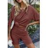 Ekouaer Pajamas 2 Piece Lounge Sets Ribbed Knit Matching Outfits T-shirt Biker Shorts Sleepwear Loungewear Sweatsuits(Caramel)