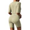 Ekouaer Pajamas 2 Piece Lounge Sets Ribbed Knit Matching Outfits T-shirt Biker Shorts Sleepwear Loungewear Sweatsuits(Gray Green)