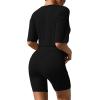 Ekouaer Pajamas 2 Piece Lounge Sets Ribbed Knit Matching Outfits T-shirt Biker Shorts Sleepwear Loungewear Sweatsuits(Leopard Lips)