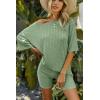 Ekouaer Pajamas 2 Piece Lounge Sets Ribbed Knit Matching Outfits T-shirt Biker Shorts Sleepwear Loungewear Sweatsuits(Light Green)