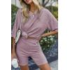 Ekouaer Pajamas 2 Piece Lounge Sets Ribbed Knit Matching Outfits T-shirt Biker Shorts Sleepwear Loungewear Sweatsuits(Light Pink)