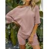 Ekouaer Pajamas 2 Piece Lounge Sets Ribbed Knit Matching Outfits T-shirt Biker Shorts Sleepwear Loungewear Sweatsuits(Pink)
