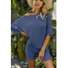 Ekouaer Pajamas 2 Piece Lounge Sets Ribbed Knit Matching Outfits T-shirt Biker Shorts Sleepwear Loungewear Sweatsuits(Royal Blue)