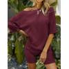 Ekouaer Pajamas 2 Piece Lounge Sets Ribbed Knit Matching Outfits T-shirt Biker Shorts Sleepwear Loungewear Sweatsuits(Wine Red)