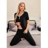 Ekouaer Pajamas for Women Set 2 Piece Lounge Set Short Sleeve Pjs Joggers Long Pants Sleepwear with Pockets(Black)