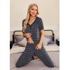 Ekouaer Pajamas for Women Set 2 Piece Lounge Set Short Sleeve Pjs Joggers Long Pants Sleepwear with Pockets(Black Plaid)