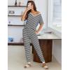 Ekouaer Pajamas for Women Set 2 Piece Lounge Set Short Sleeve Pjs Joggers Long Pants Sleepwear with Pockets(Black Stripe)