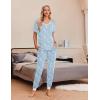 Ekouaer Pajamas for Women Set 2 Piece Lounge Set Short Sleeve Pjs Joggers Long Pants Sleepwear with Pockets(Blue Cashew)