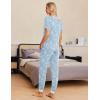 Ekouaer Pajamas for Women Set 2 Piece Lounge Set Short Sleeve Pjs Joggers Long Pants Sleepwear with Pockets(Blue Cashew)