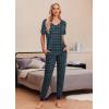 Ekouaer Pajamas for Women Set 2 Piece Lounge Set Short Sleeve Pjs Joggers Long Pants Sleepwear with Pockets(Blue Purple Plaid)