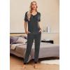 Ekouaer Pajamas for Women Set 2 Piece Lounge Set Short Sleeve Pjs Joggers Long Pants Sleepwear with Pockets(Dark Gray-black)