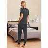 Ekouaer Pajamas for Women Set 2 Piece Lounge Set Short Sleeve Pjs Joggers Long Pants Sleepwear with Pockets(Dark Gray-black)