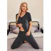 Ekouaer Pajamas for Women Set 2 Piece Lounge Set Short Sleeve Pjs Joggers Long Pants Sleepwear with Pockets(Dark Gray-black)