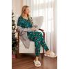Ekouaer Pajamas for Women Set 2 Piece Lounge Set Short Sleeve Pjs Joggers Long Pants Sleepwear with Pockets(Dark Green Christmas)