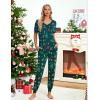 Ekouaer Pajamas for Women Set 2 Piece Lounge Set Short Sleeve Pjs Joggers Long Pants Sleepwear with Pockets(Dark Green Christmas)