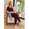 Ekouaer Pajamas for Women Set 2 Piece Lounge Set Short Sleeve Pjs Joggers Long Pants Sleepwear with Pockets(Dark Red-black)
