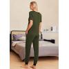 Ekouaer Pajamas for Women Set 2 Piece Lounge Set Short Sleeve Pjs Joggers Long Pants Sleepwear with Pockets(Deep Army Green)