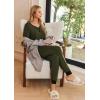 Ekouaer Pajamas for Women Set 2 Piece Lounge Set Short Sleeve Pjs Joggers Long Pants Sleepwear with Pockets(Deep Army Green)