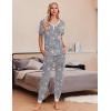 Ekouaer Pajamas for Women Set 2 Piece Lounge Set Short Sleeve Pjs Joggers Long Pants Sleepwear with Pockets(Gery Coffee)