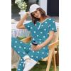 Ekouaer Pajamas for Women Set 2 Piece Lounge Set Short Sleeve Pjs Joggers Long Pants Sleepwear with Pockets(Green Heart)