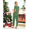 Ekouaer Pajamas for Women Set 2 Piece Lounge Set Short Sleeve Pjs Joggers Long Pants Sleepwear with Pockets(Green-teddy Christmas)