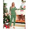 Ekouaer Pajamas for Women Set 2 Piece Lounge Set Short Sleeve Pjs Joggers Long Pants Sleepwear with Pockets(Green-teddy Christmas)