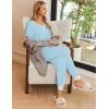 Ekouaer Pajamas for Women Set 2 Piece Lounge Set Short Sleeve Pjs Joggers Long Pants Sleepwear with Pockets(Light Blue)