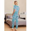 Ekouaer Pajamas for Women Set 2 Piece Lounge Set Short Sleeve Pjs Joggers Long Pants Sleepwear with Pockets(Light Blue Flower)