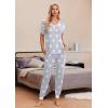 Ekouaer Pajamas for Women Set 2 Piece Lounge Set Short Sleeve Pjs Joggers Long Pants Sleepwear with Pockets(Light Gray Star)