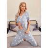 Ekouaer Pajamas for Women Set 2 Piece Lounge Set Short Sleeve Pjs Joggers Long Pants Sleepwear with Pockets(Light Gray Star)