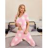 Ekouaer Pajamas for Women Set 2 Piece Lounge Set Short Sleeve Pjs Joggers Long Pants Sleepwear with Pockets(Light Purple Flower)