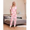 Ekouaer Pajamas for Women Set 2 Piece Lounge Set Short Sleeve Pjs Joggers Long Pants Sleepwear with Pockets(Light Purple Flower)
